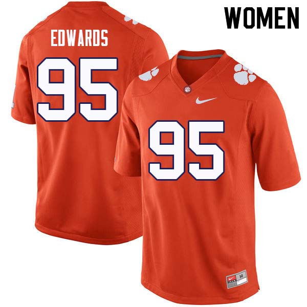 Women #95 James Edwards Clemson Tigers College Football Jerseys Sale-Orange - Click Image to Close